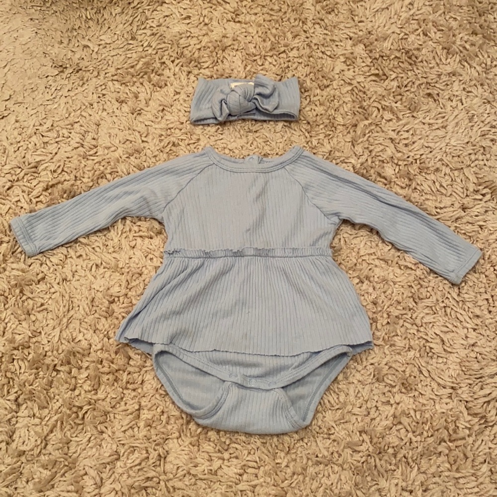 Set of SpearmintLOVE LS Skirted Bodysuit & Bow